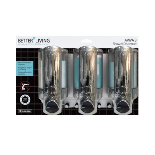 Better Living Products 76345-1 Aviva Three Chamber Dispenser Chrome